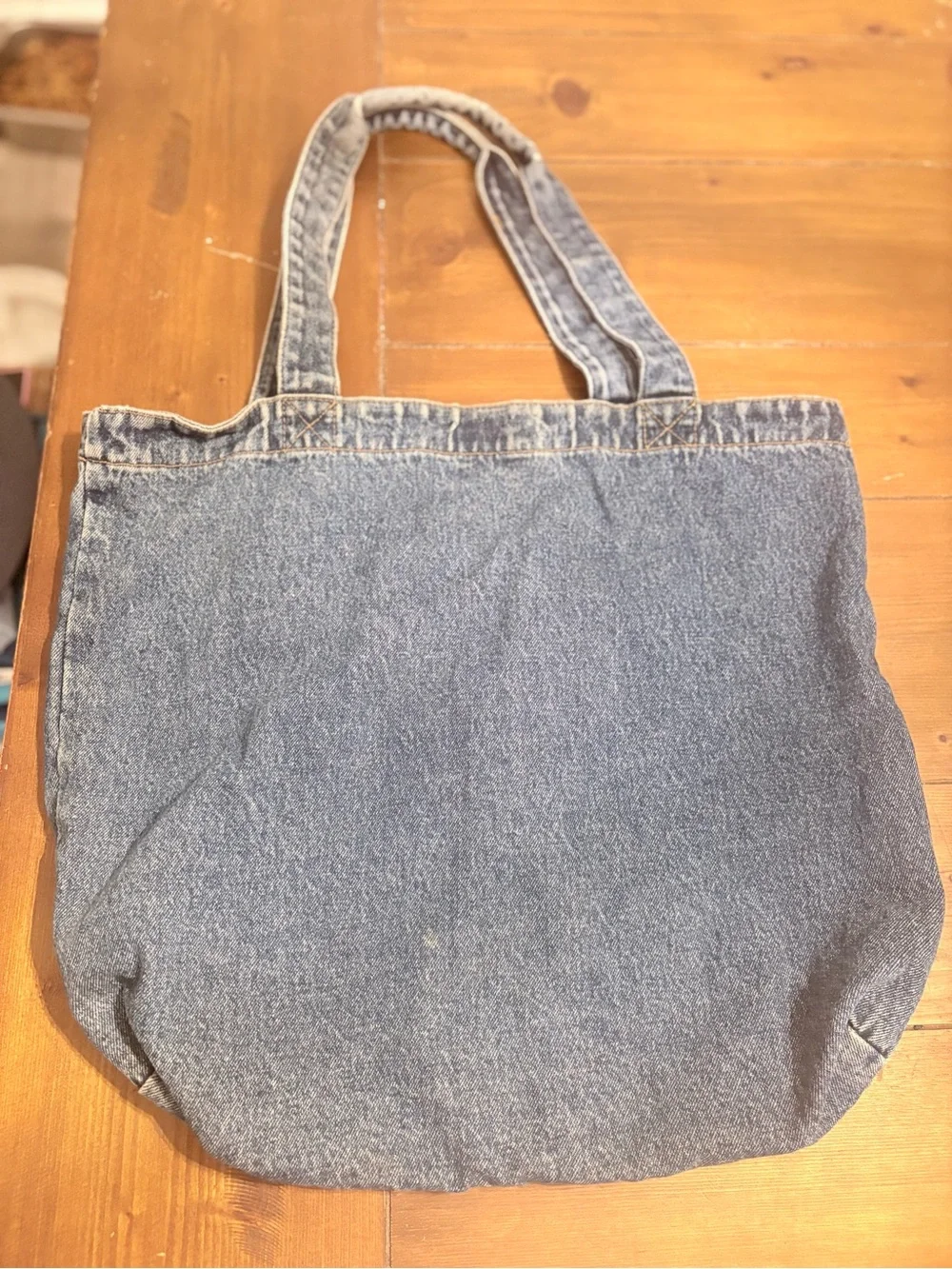 Blue Denim Tote Bag with Front Pocket